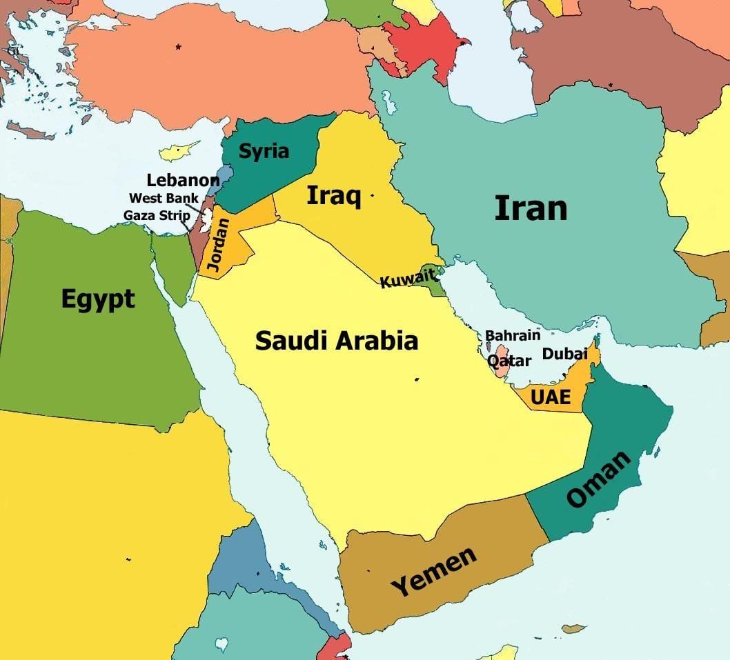 carte du qatar et les pays voisins