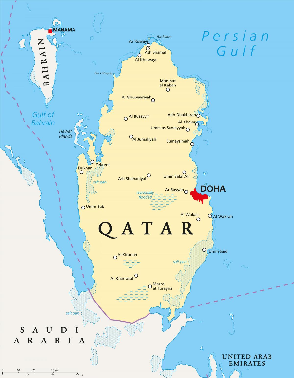 qatar carte avec les villes