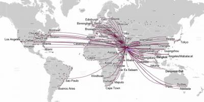Carte d'itinéraire de qatar airways