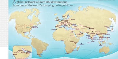 Qatar itinéraires de vol de la carte