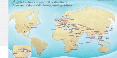 Qatar itinéraires de vol de la carte